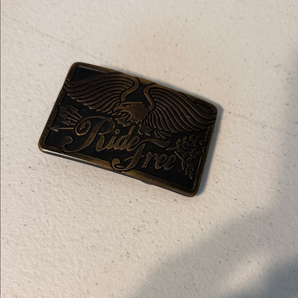 American eagle Ride Free Eagle Embossed Belt Buckle - Bronze Tone
